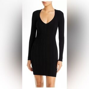 BOSS Finesa Ribbed Long Sleeve Mini Dress Black S | 1231